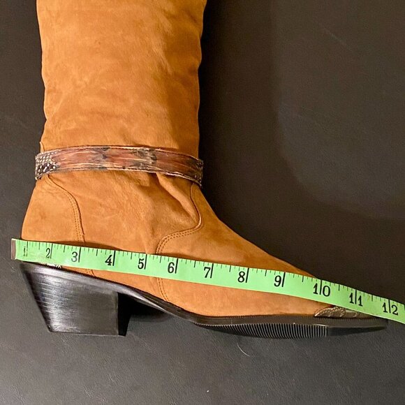 Maine Woods deer skin brown leather eagle harness cowboy boots Women's Size 10M - Picture 11 of 13